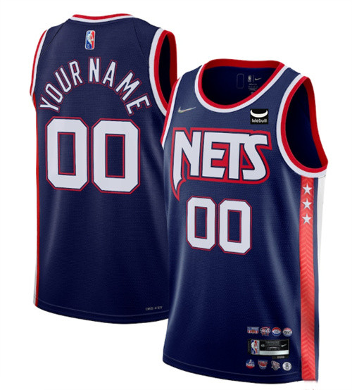 Men's Brooklyn Nets Active Player Custom 2021/22 Navy Swingman City Edition 75th Anniversary Stitched Basketball Jersey